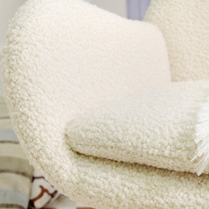 English Elm Rocking Glider Chair Teddy Upholstered High Back with Adjustable Headrest for Nursery W680127248