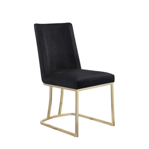 English Elm Dining Side Chairs Velvet Upholstered Set of Two with Glamorous Gold Metal Legs W156769769