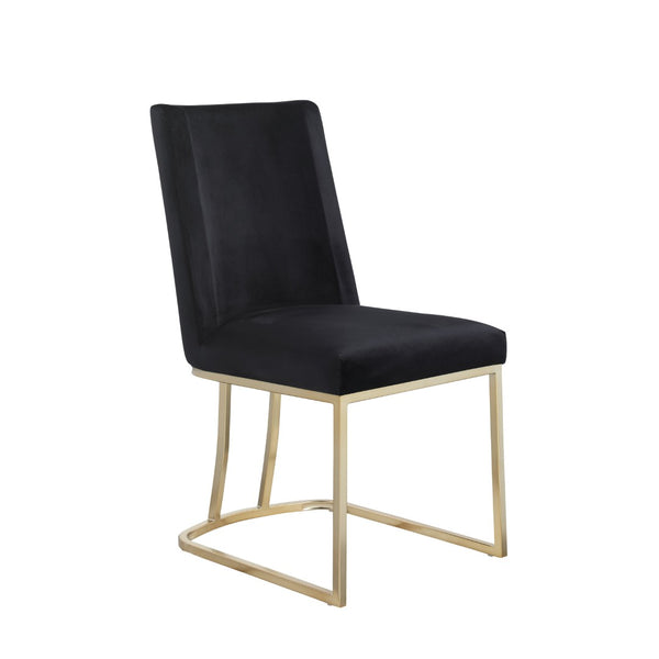English Elm Dining Side Chairs Velvet Upholstered Set of Two with Glamorous Gold Metal Legs W156769769