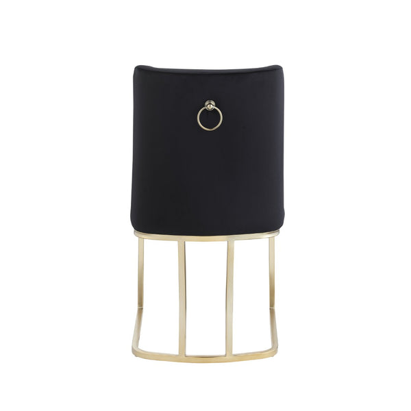 English Elm Dining Side Chairs Velvet Upholstered Set of Two with Glamorous Gold Metal Legs W156769769