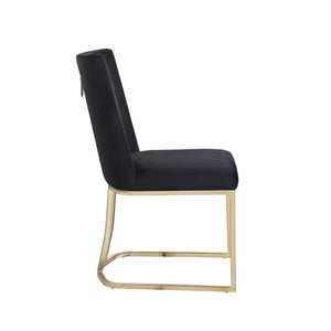 English Elm Dining Side Chairs Velvet Upholstered Set of Two with Glamorous Gold Metal Legs W156769769