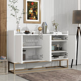 English Elm Trexm Modern Sideboard Elegant Buffet Cabinet With Large Storage Space For Dining Room, Entryway (White)