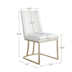English Elm Dining Side Chairs Velvet Upholstered Set of Two with Glamorous Gold Metal Legs W156769769