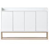 English Elm Trexm Modern Sideboard Elegant Buffet Cabinet With Large Storage Space For Dining Room, Entryway (White)