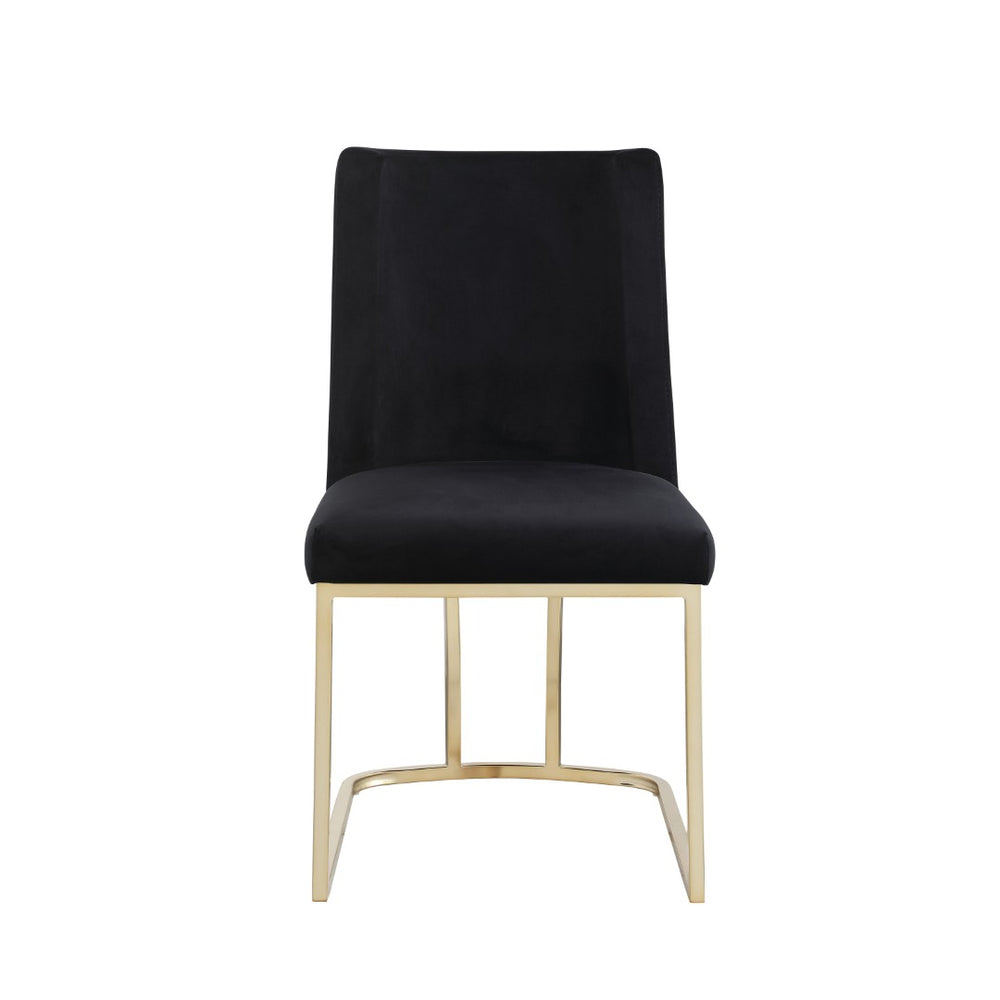 English Elm Dining Side Chairs Velvet Upholstered Set of Two with Glamorous Gold Metal Legs W156769769