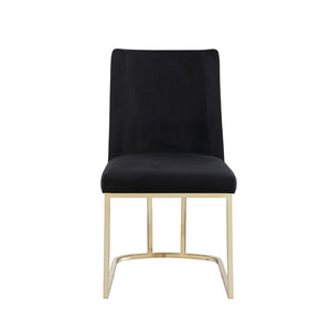 English Elm Dining Side Chairs Velvet Upholstered Set of Two with Glamorous Gold Metal Legs W156769769
