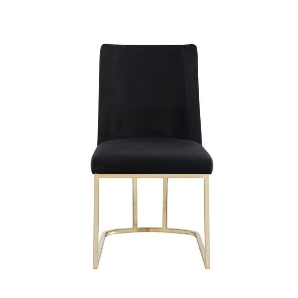 English Elm Dining Side Chairs Velvet Upholstered Set of Two with Glamorous Gold Metal Legs W156769769