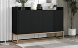 English Elm Trexm Modern Sideboard Elegant Buffet Cabinet With Large Storage Space For Dining Room, Entryway (Black)