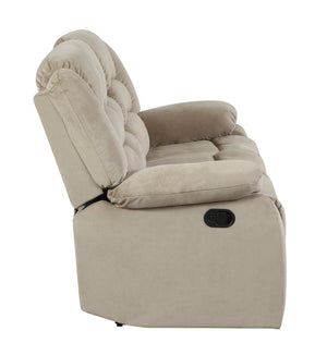 English Elm Global Top Grain Italian Leather Power Reclining Loveseat with USB Charger, Chrome Legs, High-Density Foam Cushioning Beige B05777777