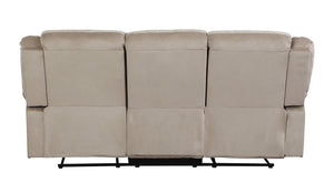 English Elm Global Top Grain Italian Leather Power Reclining Loveseat with USB Charger, Chrome Legs, High-Density Foam Cushioning Beige B05777777