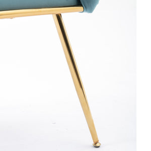 English Elm Luxury Velvet Accent Chairs Set of 2 with Gold Legs for Bedroom or Vanity Blue W1170109326