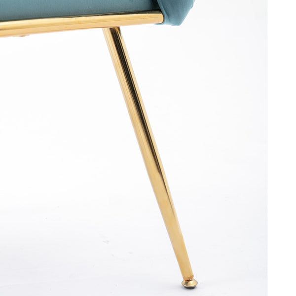 English Elm Luxury Velvet Accent Chairs Set of 2 with Gold Legs for Bedroom or Vanity Blue W1170109326