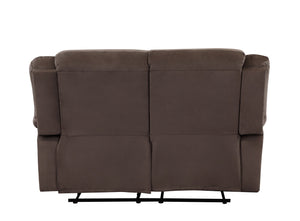 English Elm Global Top Grain Italian Leather Power Reclining Loveseat with USB Charger, Chrome Legs, High-Density Foam Cushioning Brown B05777779