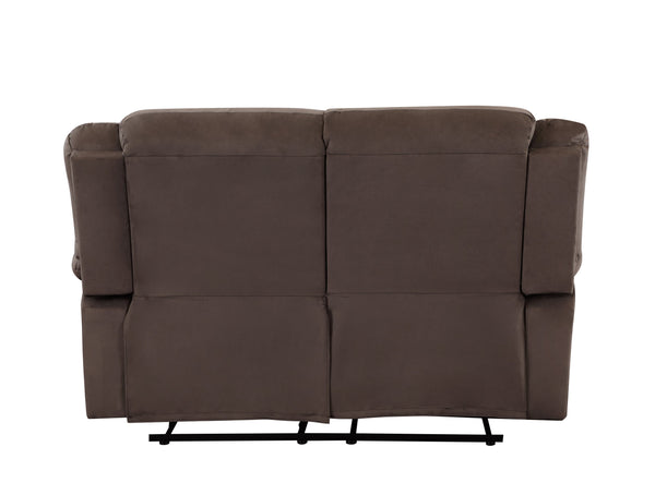 English Elm Global Top Grain Italian Leather Power Reclining Loveseat with USB Charger, Chrome Legs, High-Density Foam Cushioning Brown B05777779