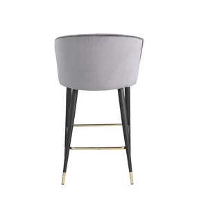 English Elm Contemporary Velvet Channel Tufted Counterstool with Gold Tipped Metal Legs for Kitchen Bar Gray W156769751