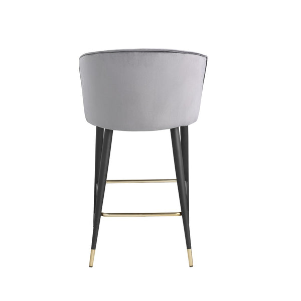English Elm Contemporary Velvet Channel Tufted Counterstool with Gold Tipped Metal Legs for Kitchen Bar Gray W156769751