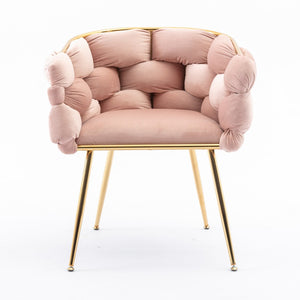 English Elm Luxury Velvet Accent Chairs Set of 2 with Gold Legs for Bedroom or Vanity Pink W1170109319