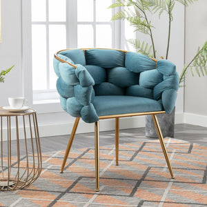 English Elm Luxury Velvet Accent Chairs Set of 2 with Gold Legs for Bedroom or Vanity Blue W1170109326