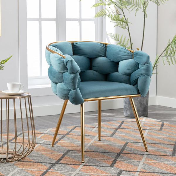 English Elm Luxury Velvet Accent Chairs Set of 2 with Gold Legs for Bedroom or Vanity Blue W1170109326