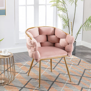 English Elm Luxury Velvet Accent Chairs Set of 2 with Gold Legs for Bedroom or Vanity Pink W1170109319
