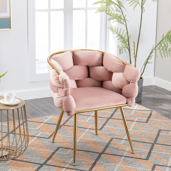 English Elm Luxury Velvet Accent Chairs Set of 2 with Gold Legs for Bedroom or Vanity Pink W1170109319