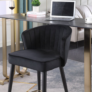 English Elm Contemporary Velvet Channel Tufted Counterstool with Gold Tipped Metal Legs for Kitchen Bar Black W156769750