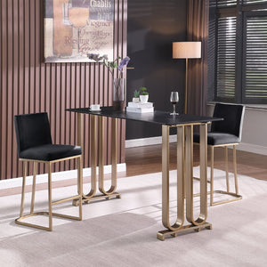 English Elm Woker Velvet Counter Stool with Gold Tipped Black Metal Legs for Kitchen Island Black W156769740