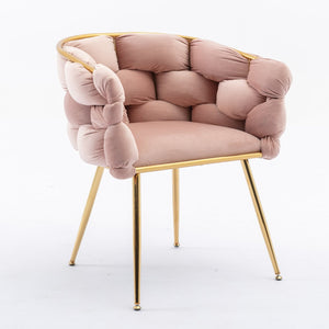 English Elm Luxury Velvet Accent Chairs Set of 2 with Gold Legs for Bedroom or Vanity Pink W1170109319