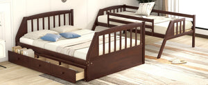 English Elm Twin-over-full Bunk Bed with Storage Staircase Drawers and Pine Wood Frame Espresso LT000223AAP