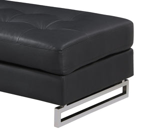 English Elm Global United Oversized Genuine Leather Ottoman with Chrome Legs for Luxurious Comfort and Style Black B05777931