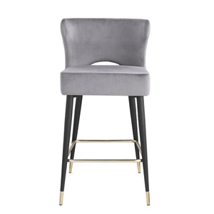 English Elm Woker Velvet Counter Stool with Gold Tipped Black Metal Legs for Kitchen Island W156769747