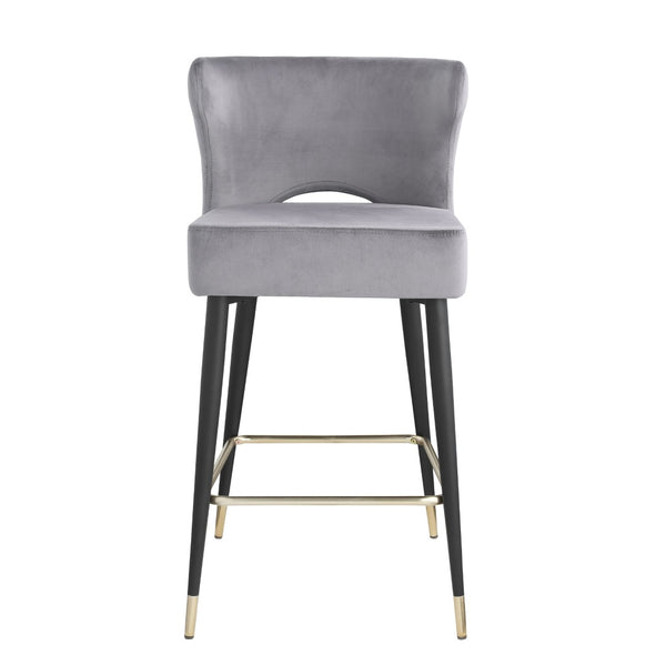 English Elm Woker Velvet Counter Stool with Gold Tipped Black Metal Legs for Kitchen Island W156769747