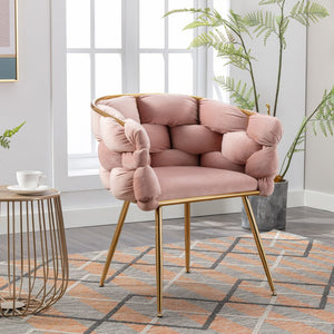 English Elm Luxury Velvet Accent Chairs Set of 2 with Gold Legs for Bedroom or Vanity Pink W1170109319