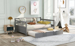 English Elm Full Size Pine Wood Daybed with Pull Out Twin Trundle for Guest or Living Room WF295131AAE
