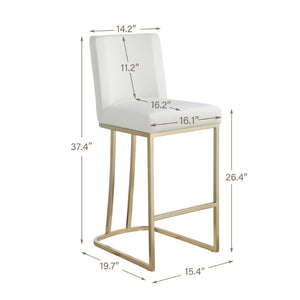English Elm Woker Velvet Counter Stool with Gold Tipped Black Metal Legs for Kitchen Island Gray W156769739