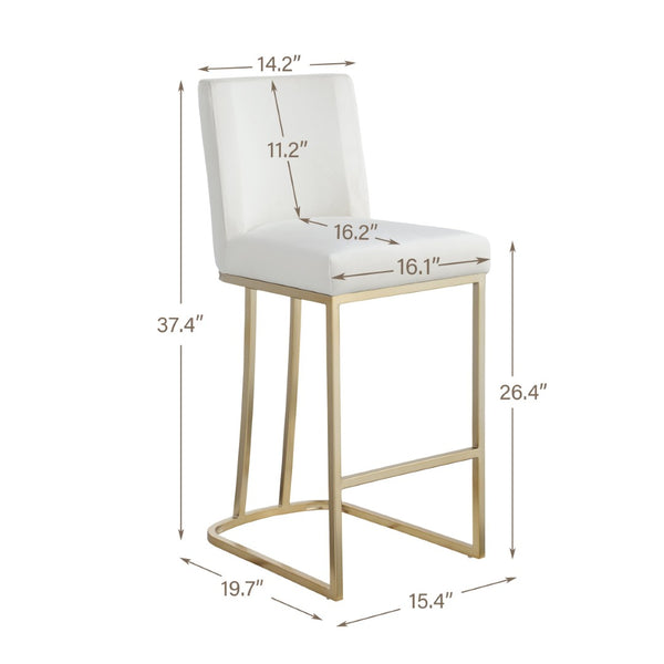 English Elm Woker Velvet Counter Stool with Gold Tipped Black Metal Legs for Kitchen Island Gray W156769739