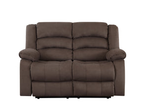 English Elm Global Top Grain Italian Leather Power Reclining Loveseat with USB Charger, Chrome Legs, High-Density Foam Cushioning Brown B05777779