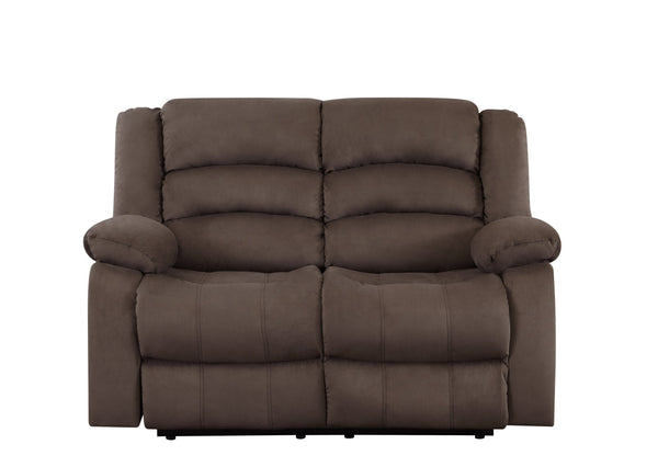 English Elm Global Top Grain Italian Leather Power Reclining Loveseat with USB Charger, Chrome Legs, High-Density Foam Cushioning Brown B05777779