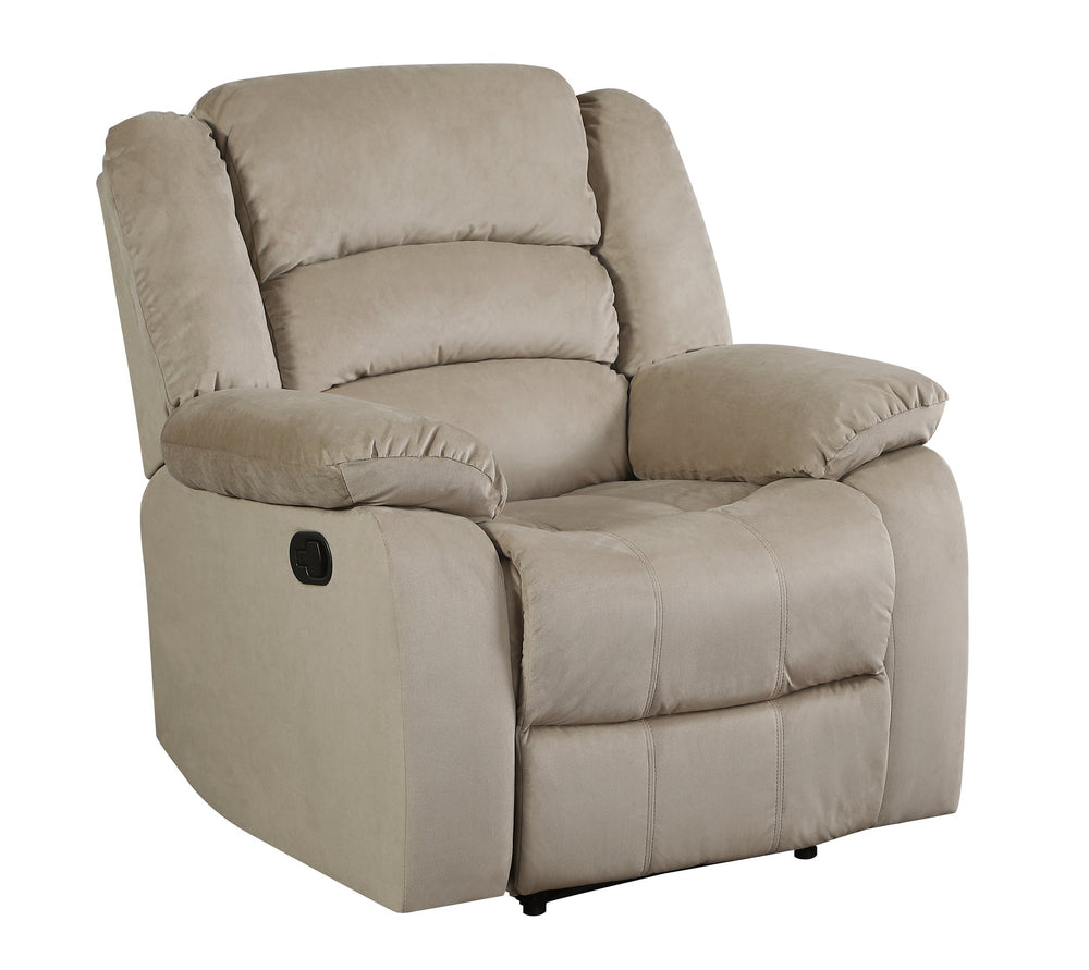 English Elm Global Transitional Microfiber Recliner Chair Beige with Lumbar Support, Stainless Steel Base, Plush Foam Comfort (48x40x42) B05777775