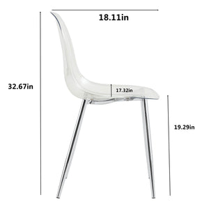 English Elm Modern transparent dining chair with ergonomic PET shell, armless Nordic design, luxe crystal look, easy assembly, sleek metal legs Silver W1151121532