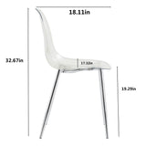 English Elm Modern Minimalist Transparent Dining Chair, Plastic Chair, Armless Crystal Chair, Nordic Creative Makeup Stool, Negotiation Chair, Silver Plated Metal Leg 6-Piece Set, Tw-1200