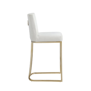 English Elm Woker Velvet Counter Stool with Gold Tipped Black Metal Legs for Kitchen Island Creamy White W156769738