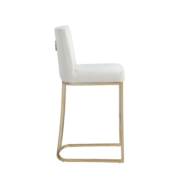 English Elm Woker Velvet Counter Stool with Gold Tipped Black Metal Legs for Kitchen Island Creamy White W156769738