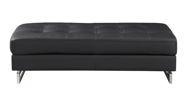 English Elm Global United Oversized Genuine Leather Ottoman with Chrome Legs for Luxurious Comfort and Style Black B05777931