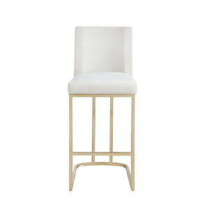 English Elm Woker Velvet Counter Stool with Gold Tipped Black Metal Legs for Kitchen Island Creamy White W156769738