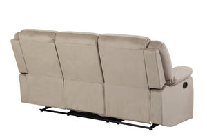 English Elm Global Top Grain Italian Leather Power Reclining Loveseat with USB Charger, Chrome Legs, High-Density Foam Cushioning Beige B05777777