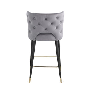 English Elm Woker Velvet Counter Stool with Gold Tipped Black Metal Legs for Kitchen Island W156769747