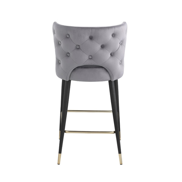 English Elm Woker Velvet Counter Stool with Gold Tipped Black Metal Legs for Kitchen Island W156769747