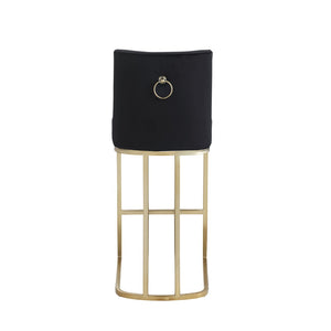 English Elm Woker Velvet Counter Stool with Gold Tipped Black Metal Legs for Kitchen Island Black W156769740