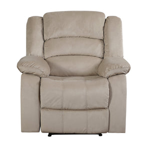 English Elm Global Transitional Microfiber Recliner Chair Beige with Lumbar Support, Stainless Steel Base, Plush Foam Comfort (48x40x42) B05777775